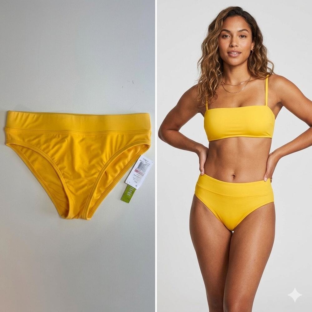 NWT Gianni Bini Yellow High Waisted Hipster Bikini Bottoms Size XS